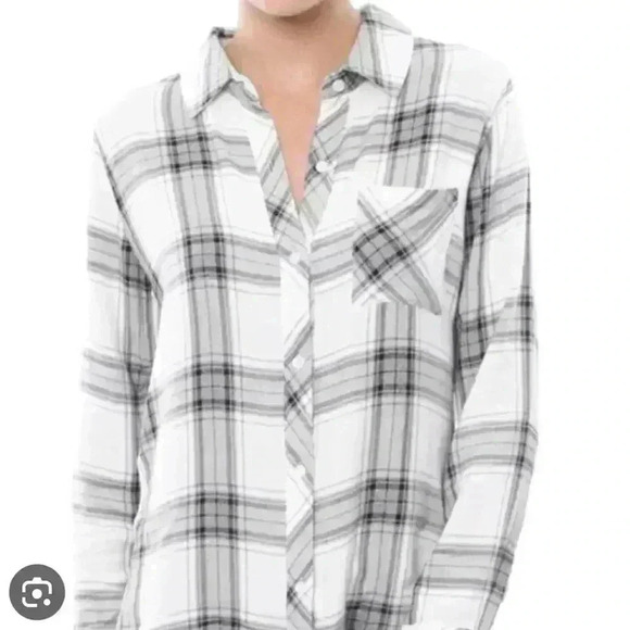 Rails Hunter Plaid Button Down Shirt Black White XS - Picture 1 of 5